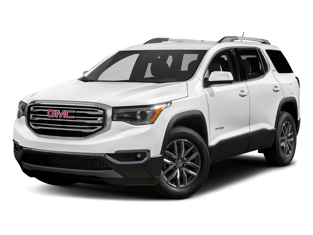 2018 GMC Acadia SLT in Summit White — front three-quarter view