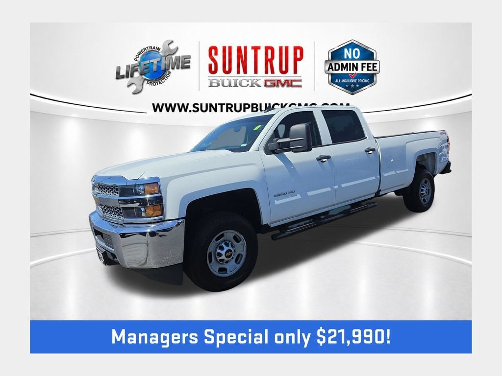 2019 Chevrolet Silverado 2500 HD Work Truck in Summit White — front three-quarter view