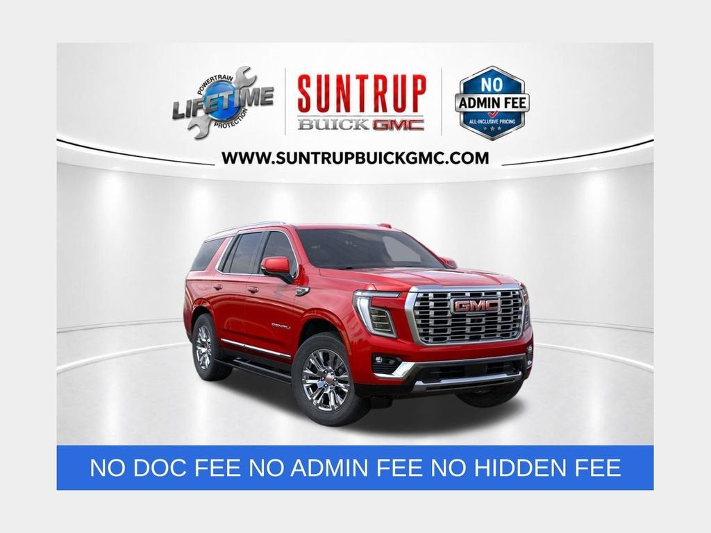 2026 GMC Yukon Denali in Volcanic Red Tintcoat — front three-quarter view