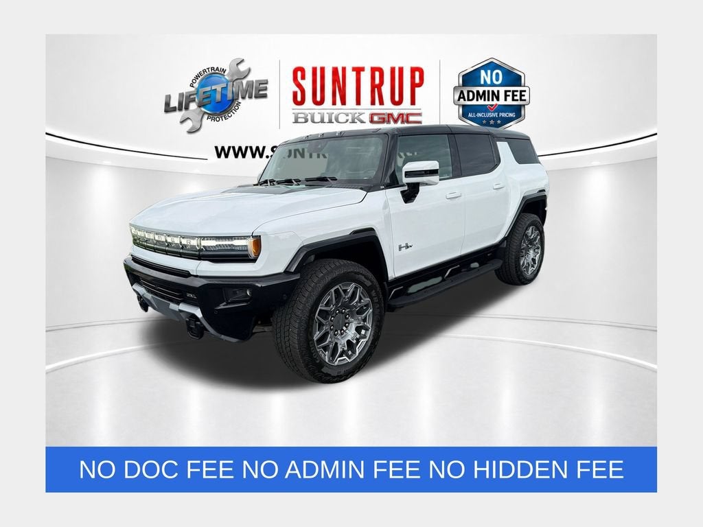 2025 GMC HUMMER EV SUV 3X in Interstellar White — front three-quarter view