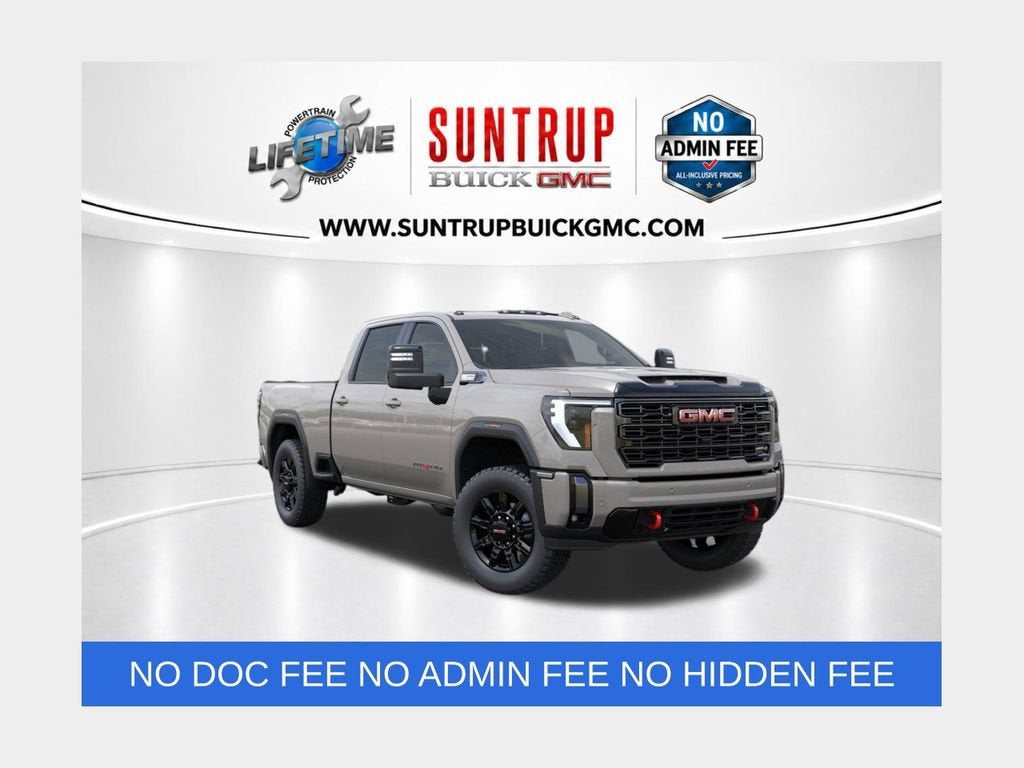 2026 GMC Sierra 2500 HD AT4 in Coastal Dune — front three-quarter view