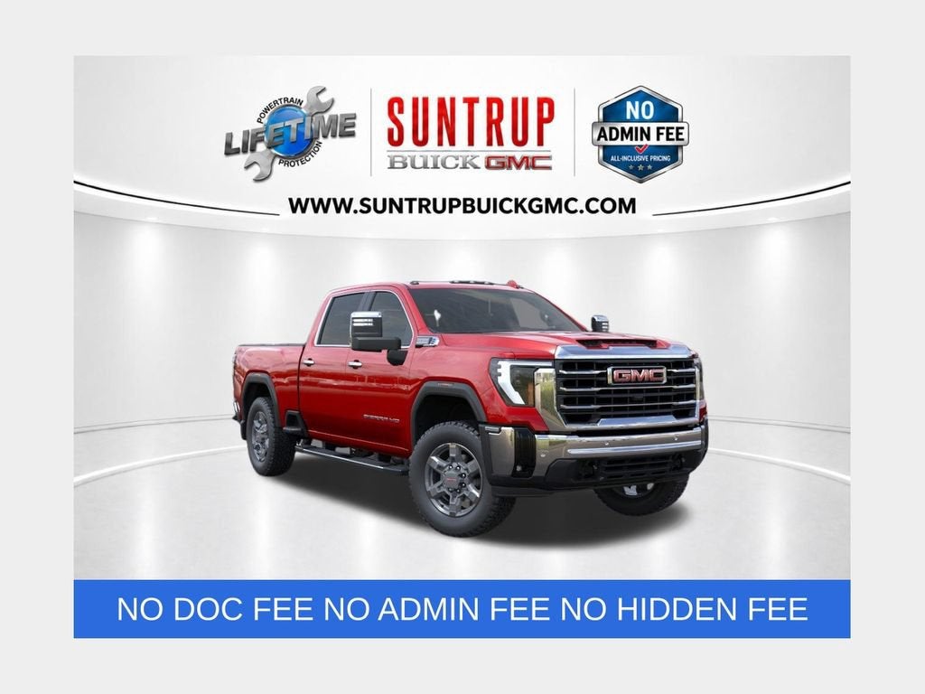 2026 GMC Sierra 3500 HD SLT in Volcanic Red Tintcoat — front three-quarter view
