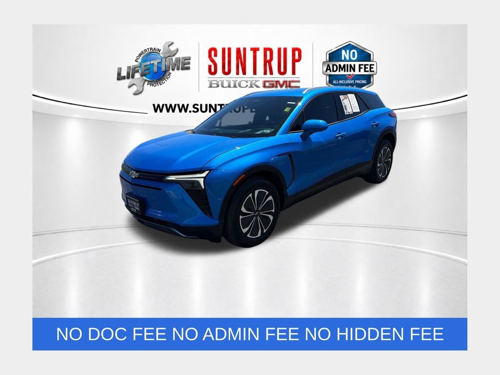 2025 Chevrolet Blazer EV LT in Riptide Blue Metallic — front three-quarter view