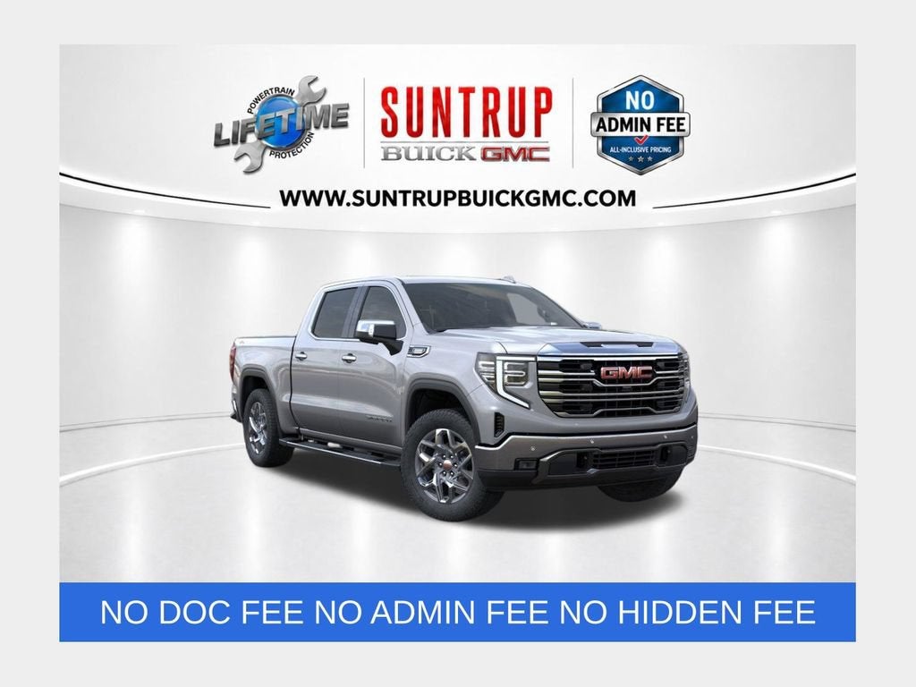 2026 GMC Sierra 1500 SLT in Sterling Metallic — front three-quarter view