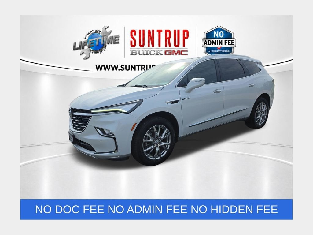2023 Buick Enclave Premium in White Frost Tricoat — front three-quarter view