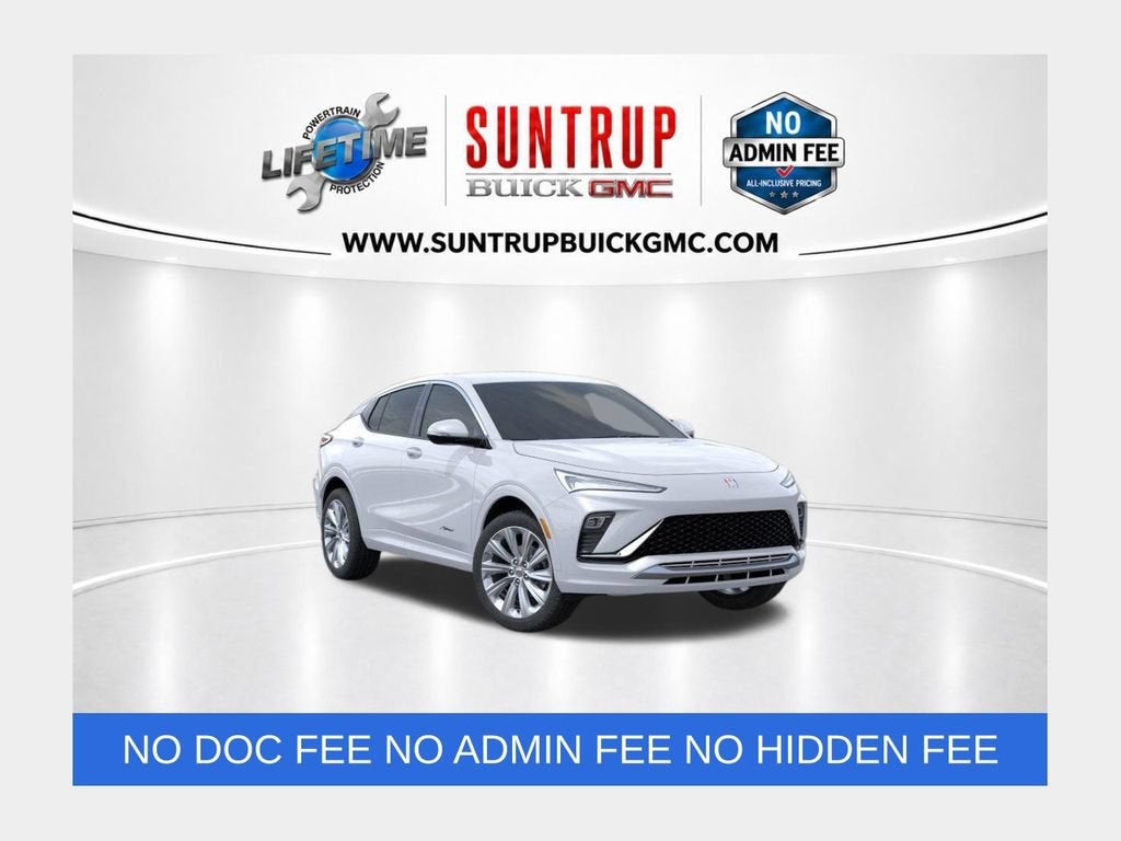 2026 Buick Envista Avenir in White Frost Tricoat — front three-quarter view
