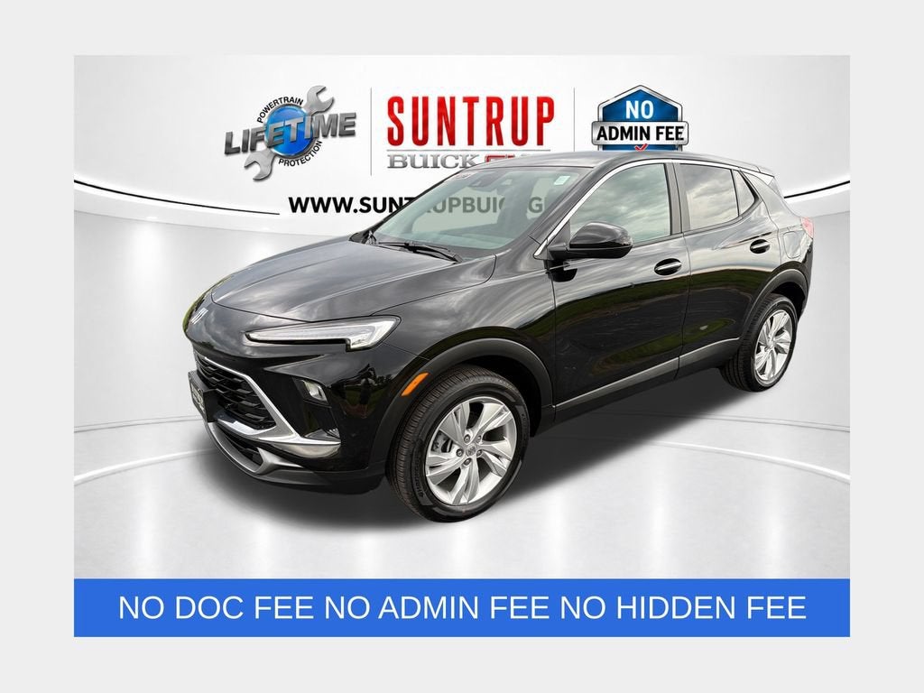 2026 Buick Encore GX Preferred in Ebony Twilight Metallic — front three-quarter view