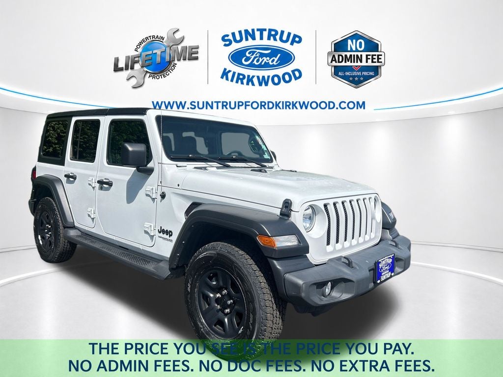 2022 Jeep Wrangler Unlimited Sport in Bright White Clearcoat — front three-quarter view