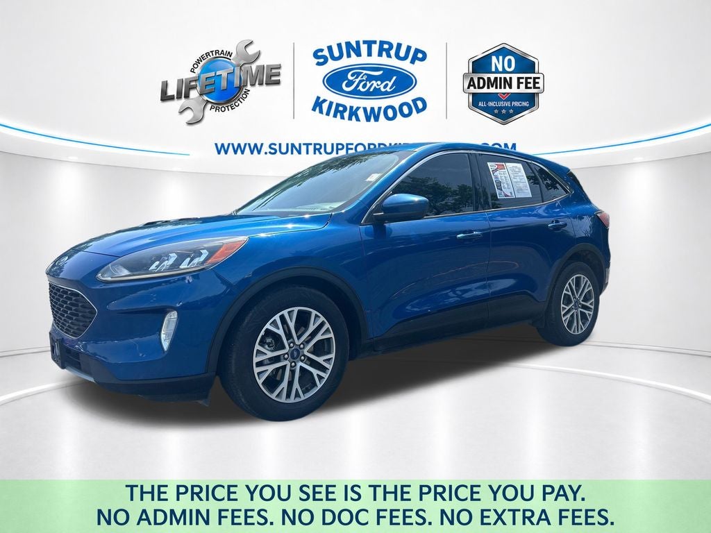 2022 Ford Escape SEL in Atlas Blue Metallic — front three-quarter view