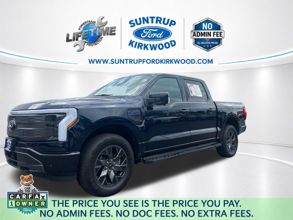 2025 Ford F-150 Lightning Lariat in Antimatter Blue Metallic — front three-quarter view
