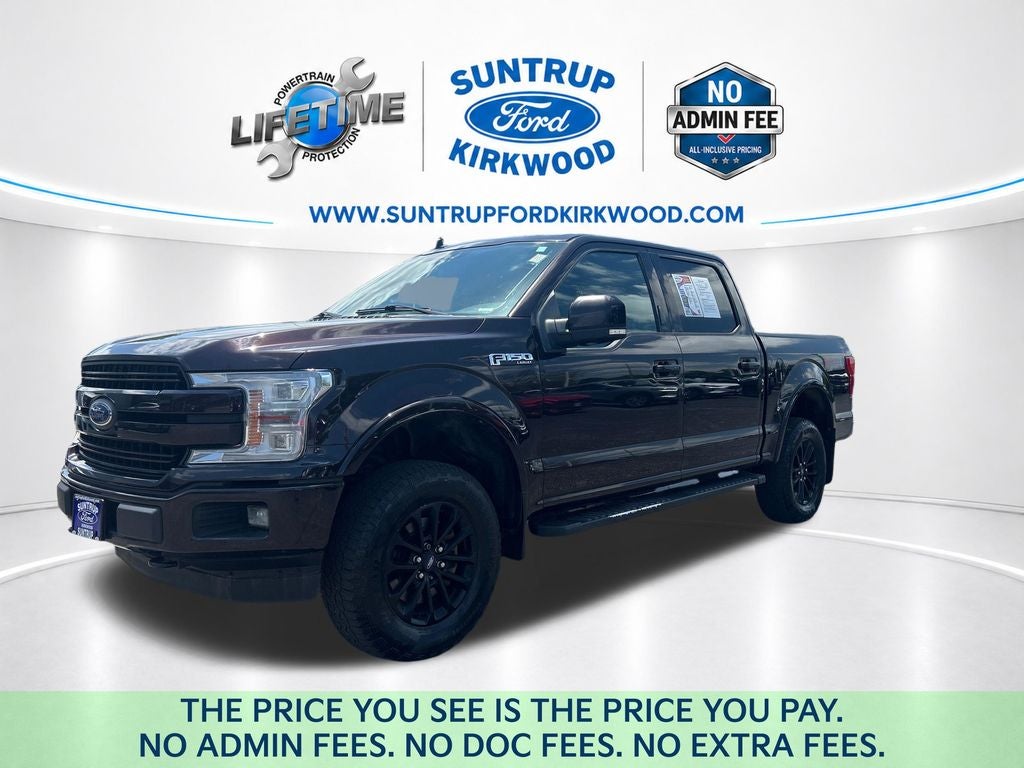 2019 Ford F-150 Lariat in Magma Red Metallic — front three-quarter view
