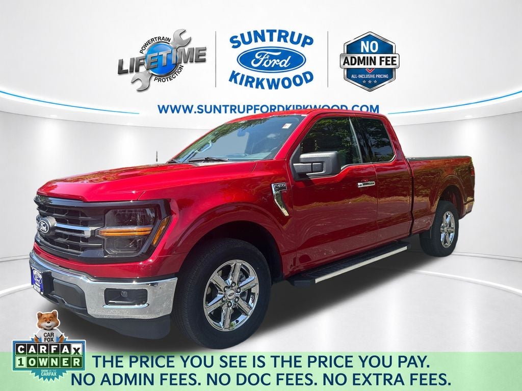 2025 Ford F-150 XLT in Rapid Red Metallic Tinted Clearcoat — front three-quarter view
