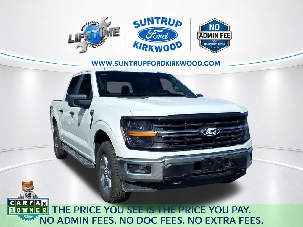2025 Ford F-150 XLT in Oxford White — front three-quarter view