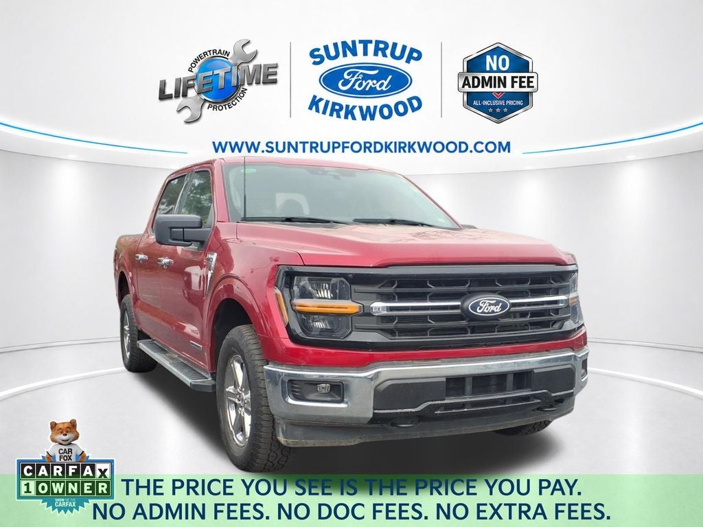 2025 Ford F-150 XLT in Rapid Red Metallic Tinted Clearcoat — front three-quarter view