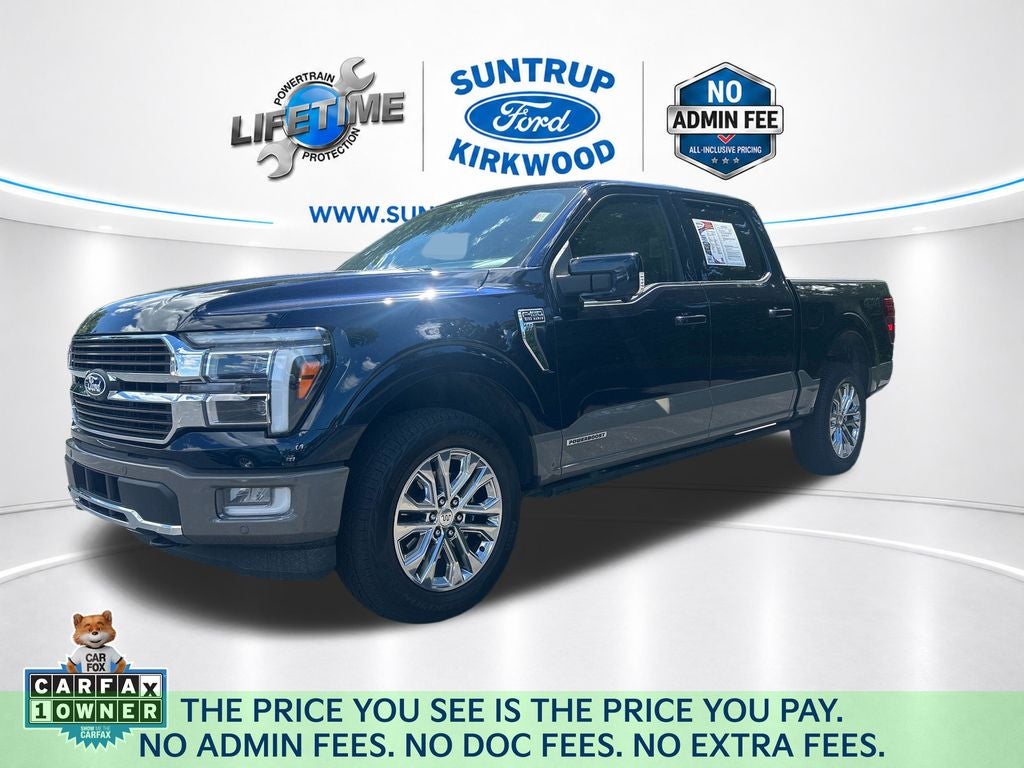 2025 Ford F-150 King Ranch in Antimatter Blue Metallic — front three-quarter view
