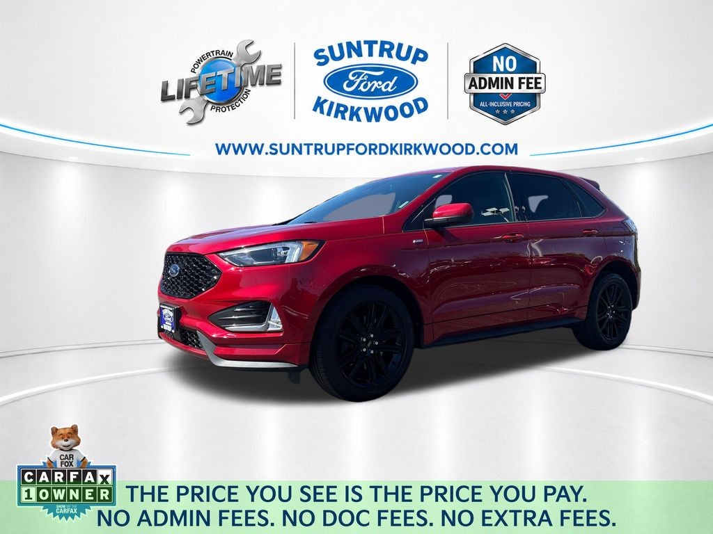 2024 Ford Edge ST Line in Rapid Red Metallic Tinted Clearcoat — front three-quarter view