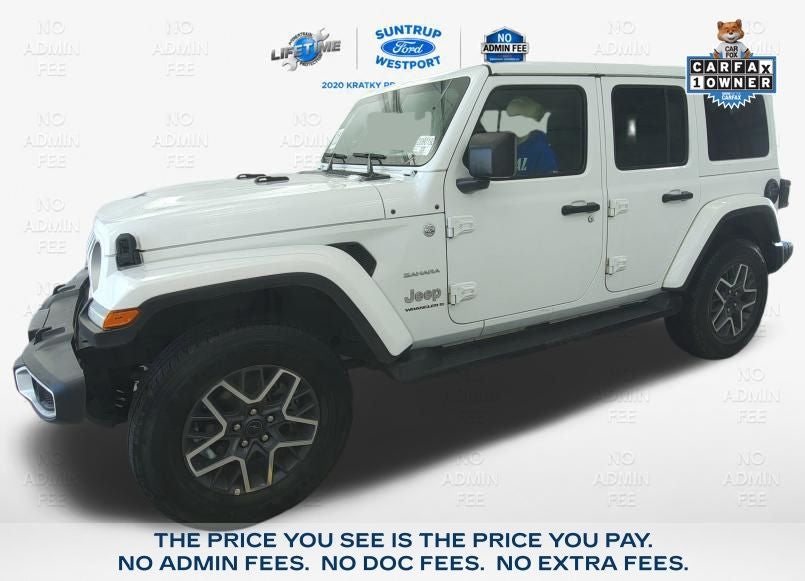 2024 Jeep Wrangler Sahara 4D 4X4 Hardtop in Bright White Clearcoat — front three-quarter view
