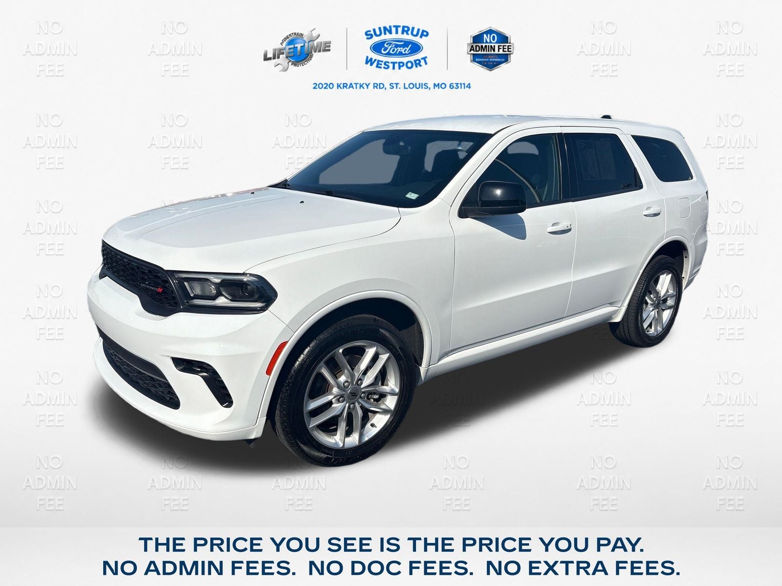 2024 Dodge Durango GT in White Knuckle Clearcoat — front three-quarter view
