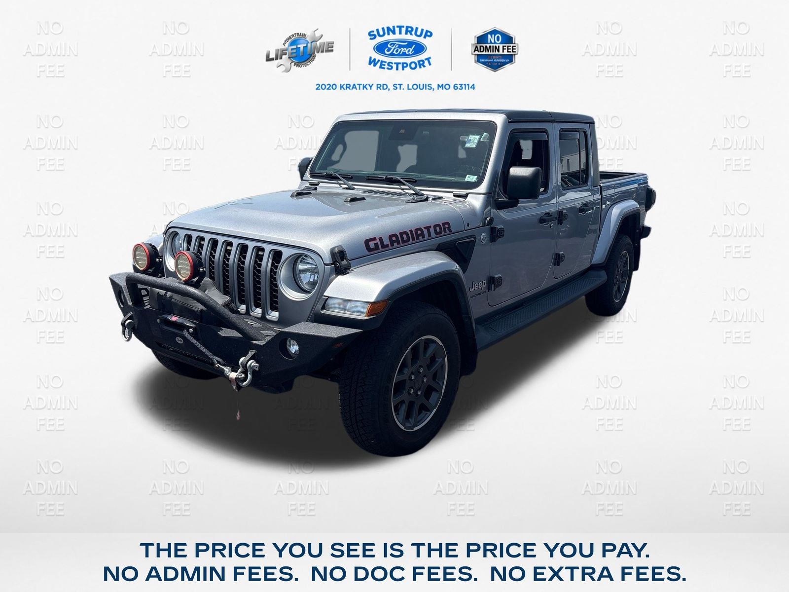 2020 Jeep Gladiator Overland in Billet Silver Metallic Clearcoat — front three-quarter view