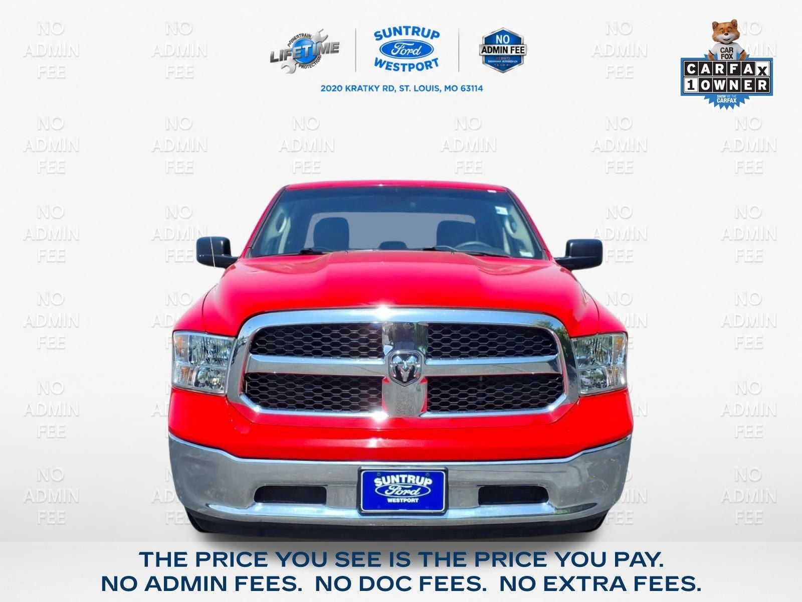 2024 RAM 1500 Classic SLT Quad Cab in Flame Red Clearcoat — front three-quarter view