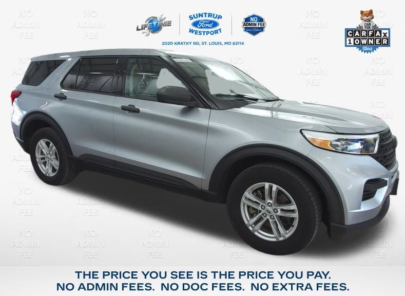 2023 Ford Explorer Base in Silver Metallic — front three-quarter view