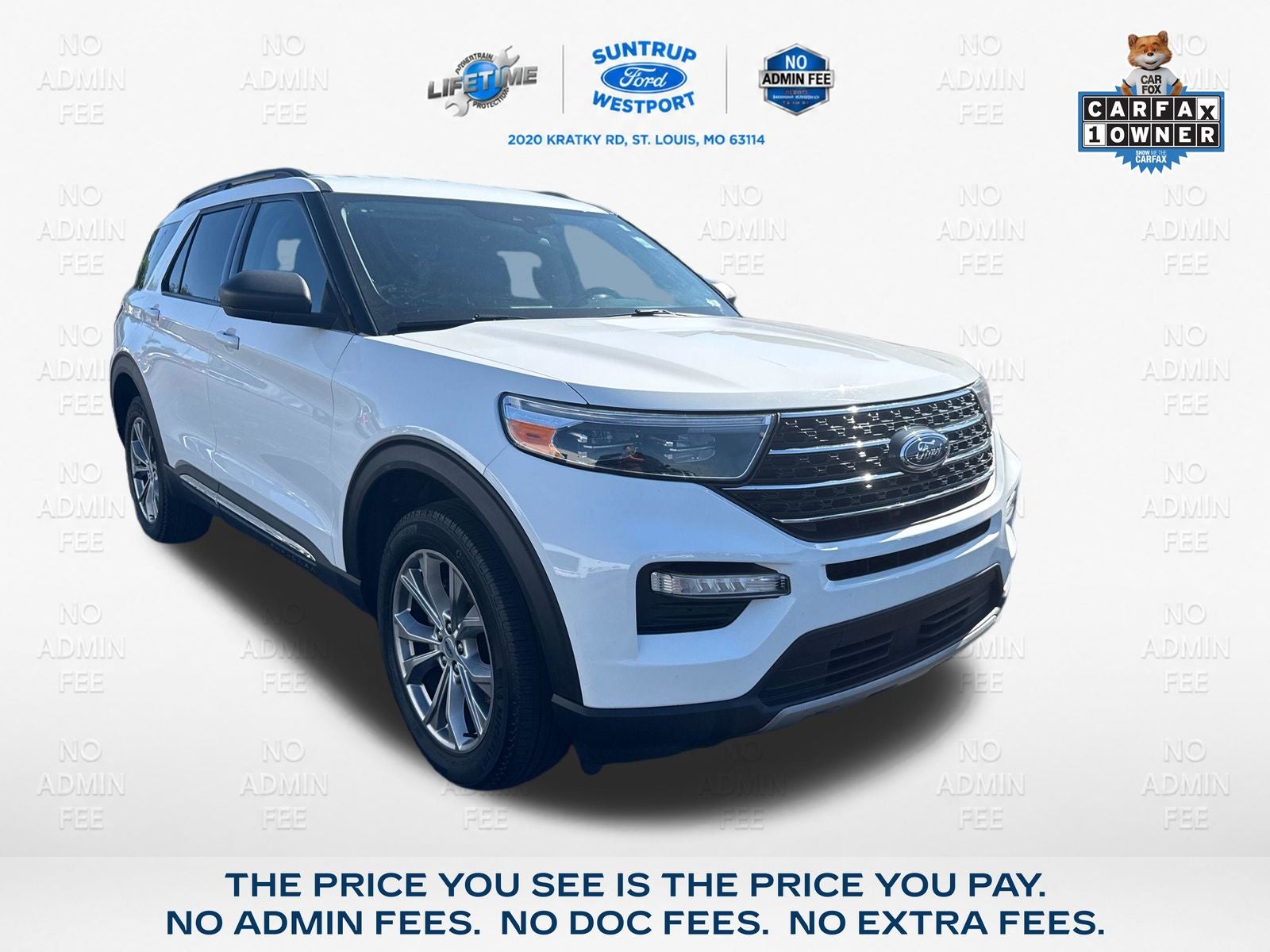 2023 Ford Explorer XLT in Oxford White — front three-quarter view