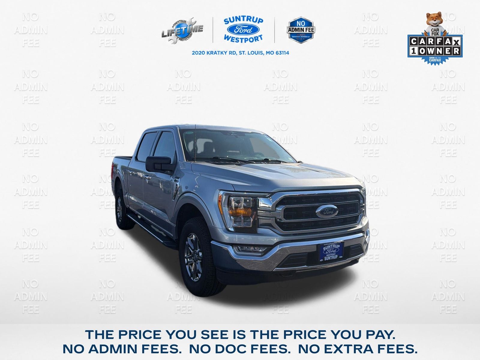 2023 Ford F-150 XLT 4X4 SUPERCREW in Iconic Silver Metallic — front three-quarter view