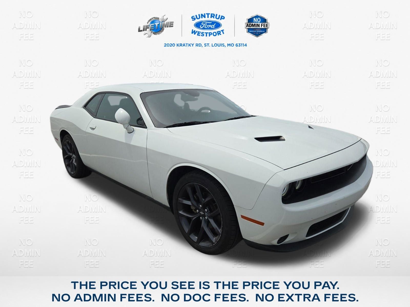 2021 Dodge Challenger SXT in White Knuckle Clearcoat — front three-quarter view