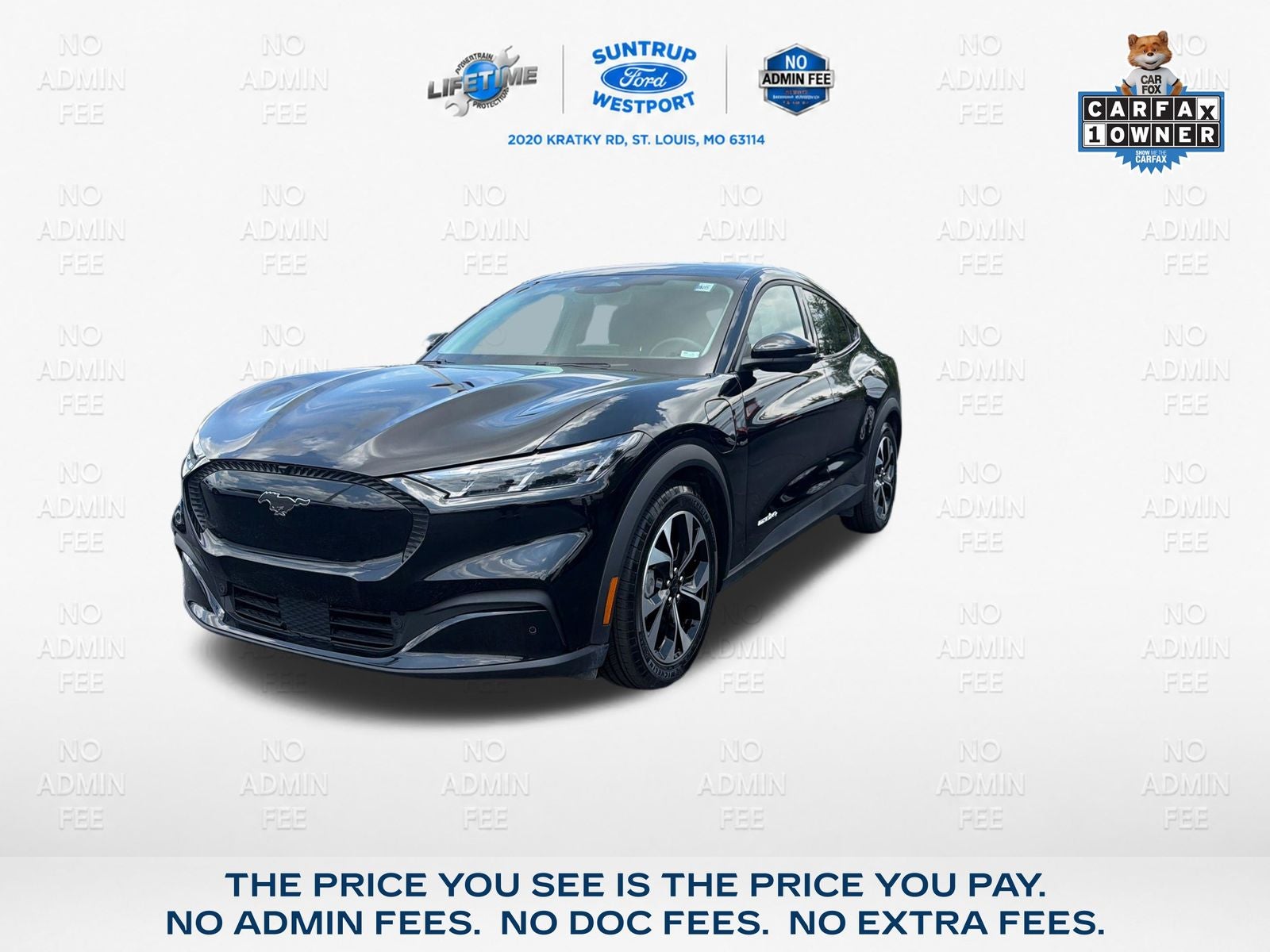 2025 Ford Mustang Mach-E Select in Shadow Black — front three-quarter view