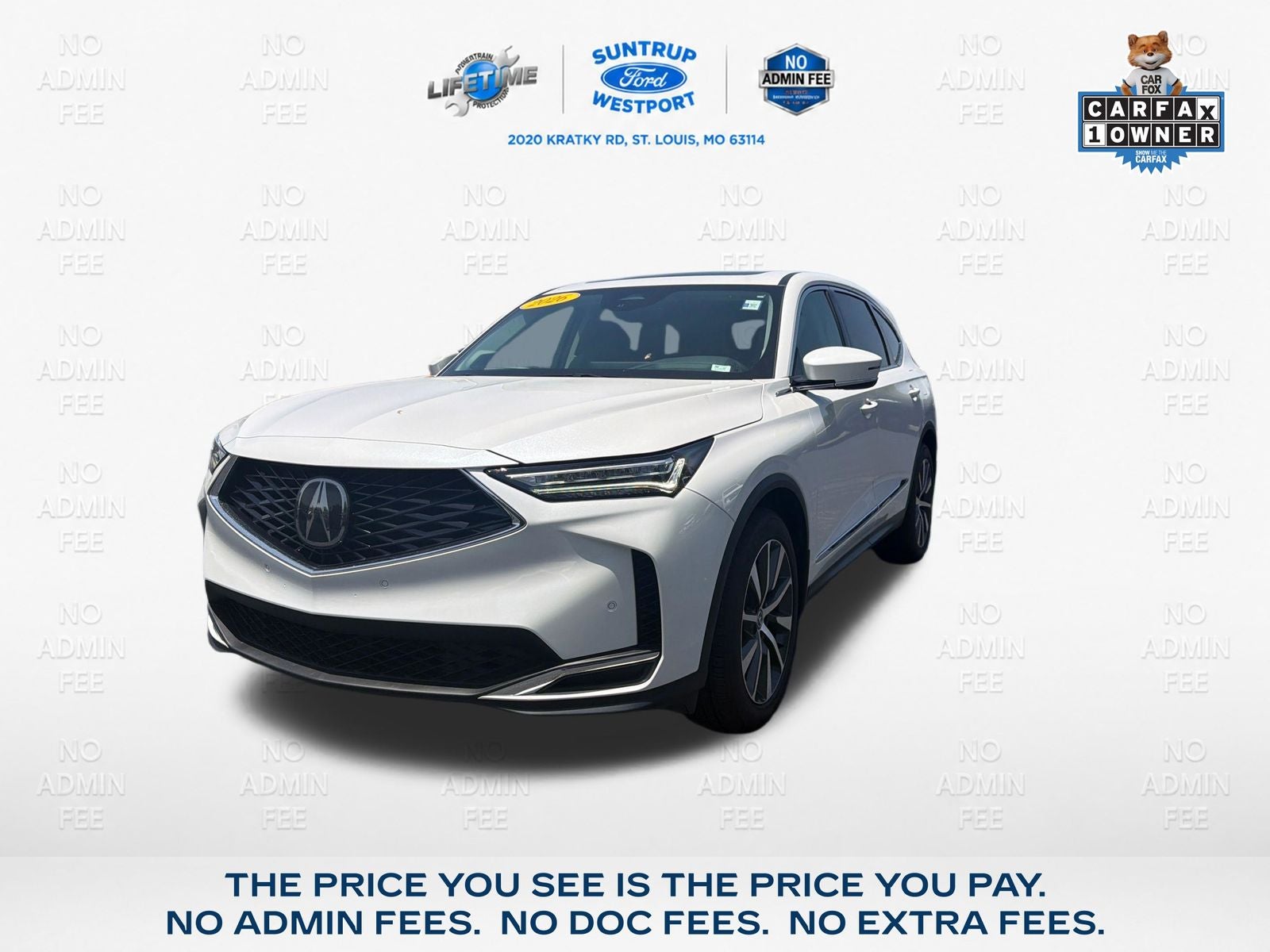 2026 Acura MDX Technology Package in Platinum White Pearl — front three-quarter view