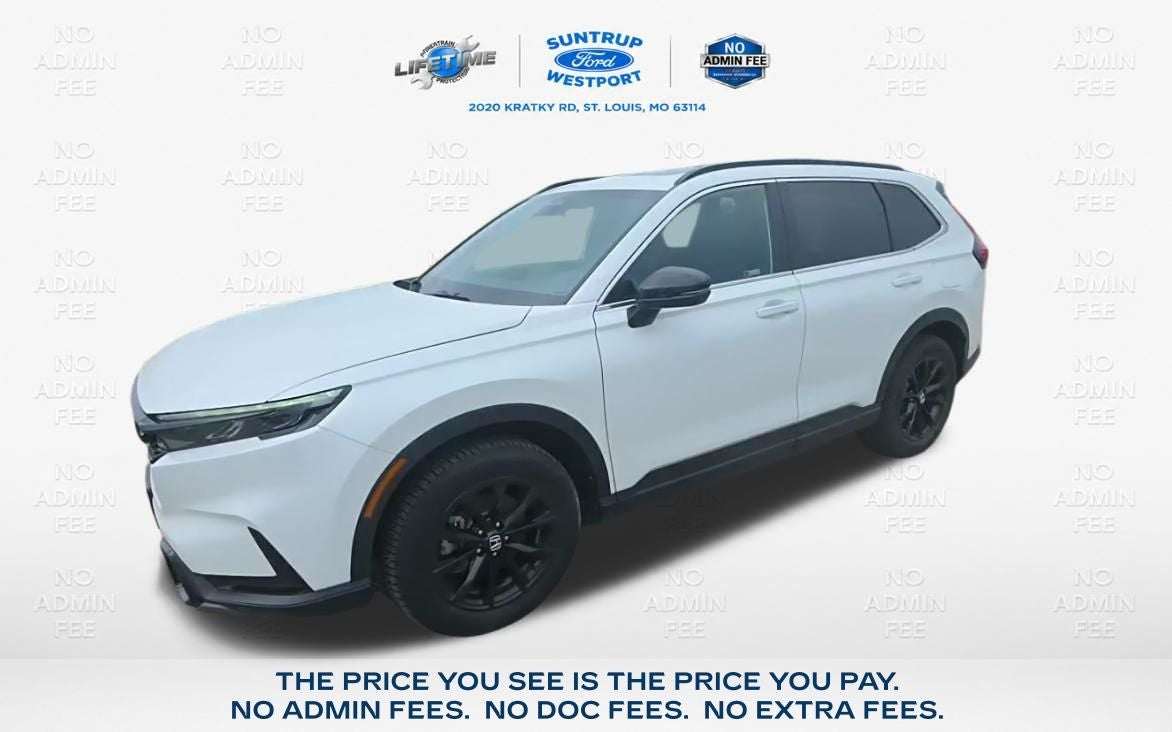 2024 Honda CR-V Hybrid Sport in Platinum White Pearl — front three-quarter view