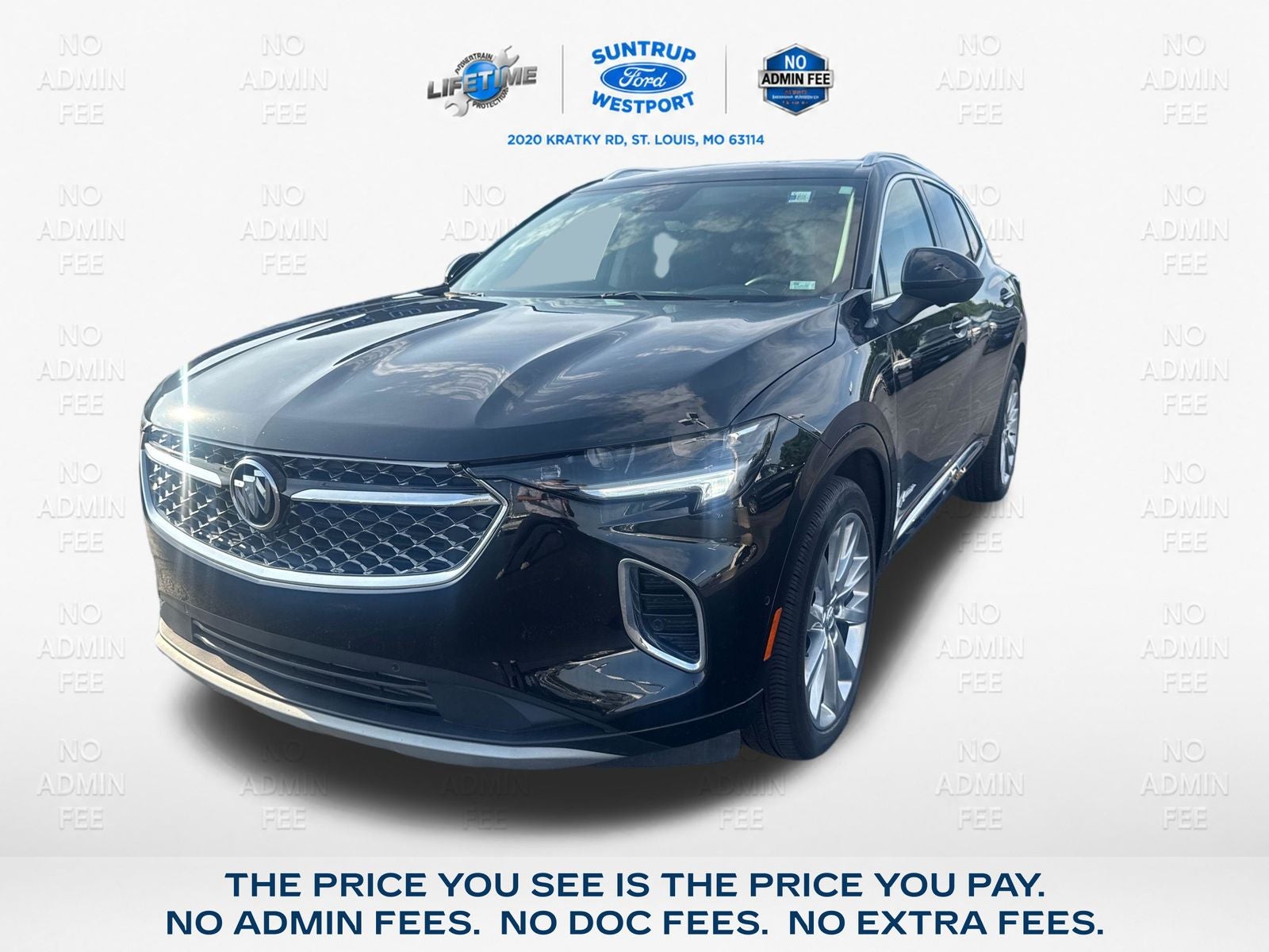2023 Buick Envision Avenir in Ebony Twilight Metallic — front three-quarter view